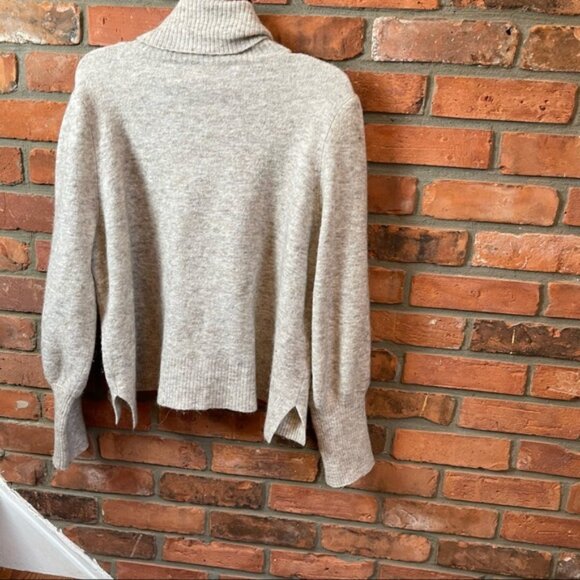 FRAME Oversized Swing Marled Knit Tan TurtleNeck Wool Alpaca Stretch Sweater XL - Picture 8 of 16
